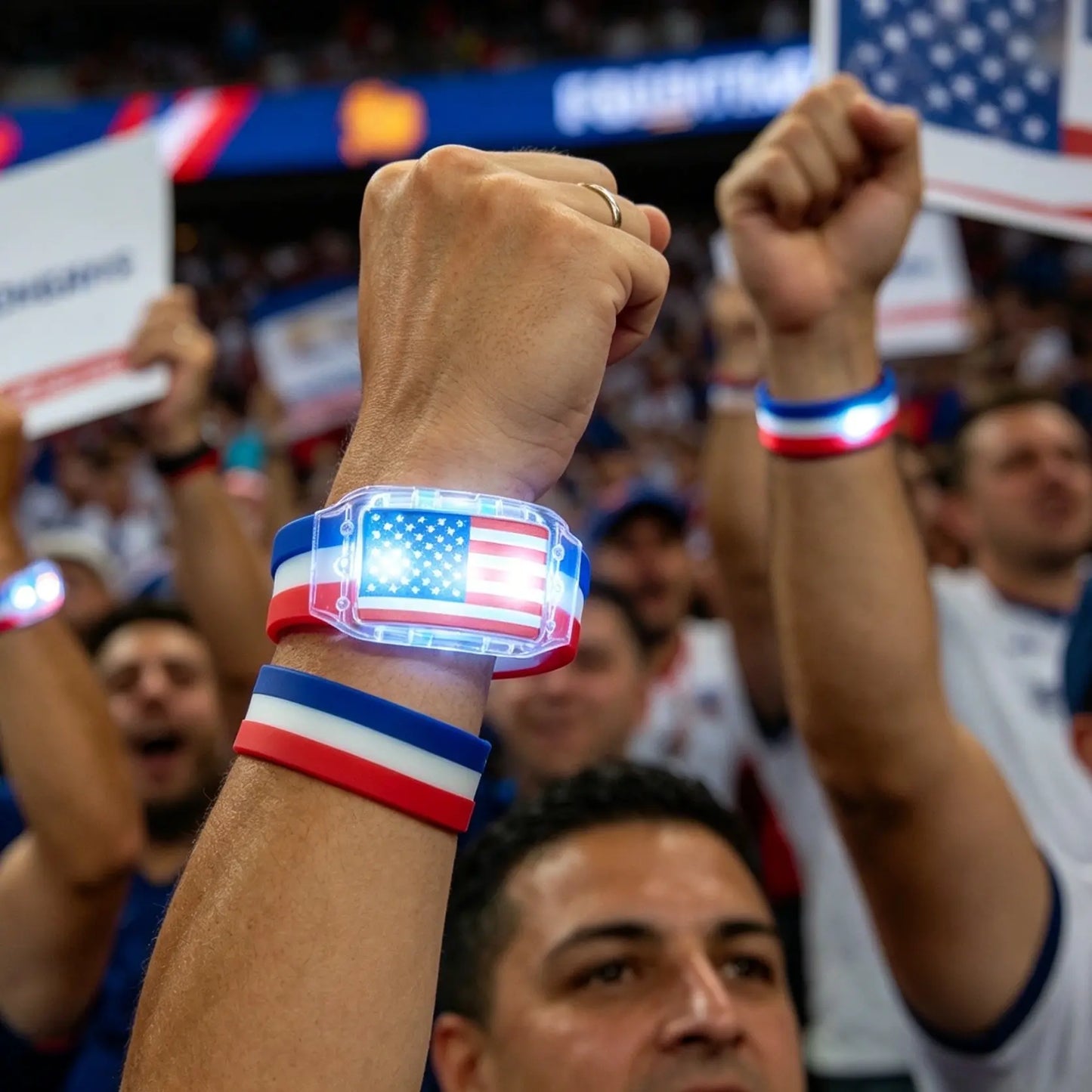 USA Flag LED Light-Up Bracelets (2-Pack)