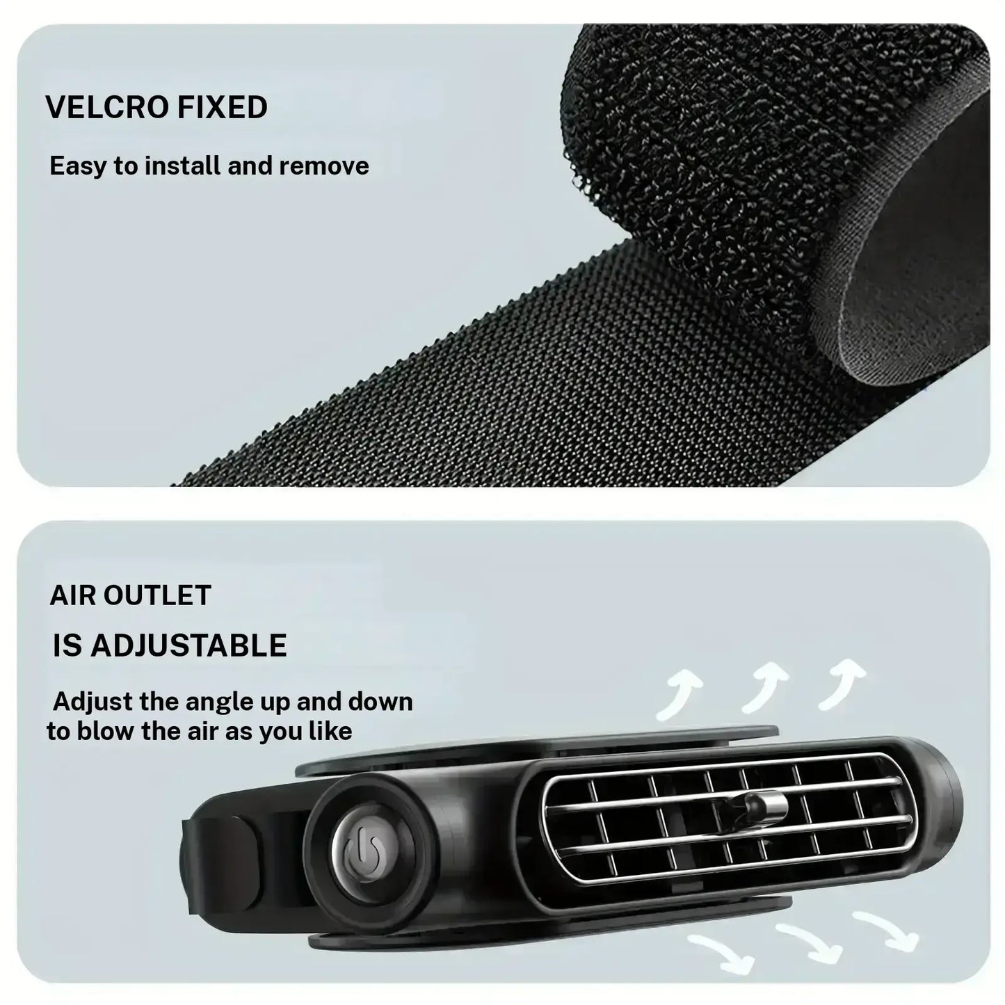 Dual Turbo USB Car Seat Fan with Independent Switch & Adjustable Air Outlet | High-Power Rear Seat Cooling