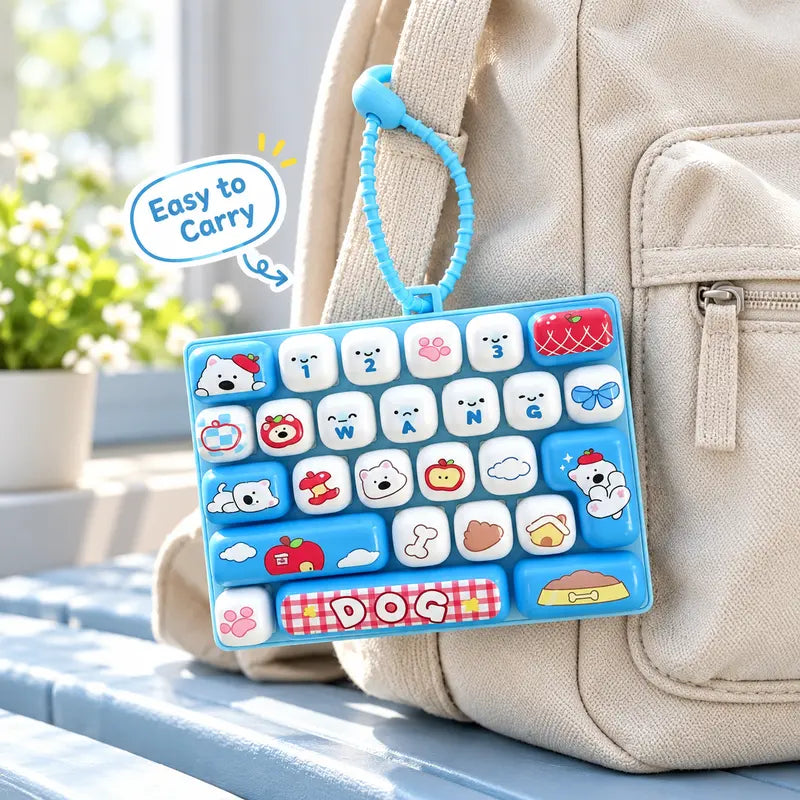26-Key Mini Fidget Keyboard Keychain – Portable Sensory Stress Relief Toy & Cute Backpack Accessory