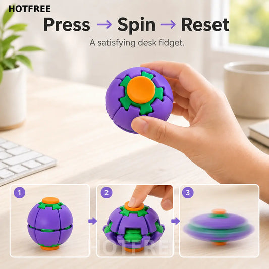 Hotfree 3D Printed Fidget Gyro Ball – Smooth Spinning Stress Anxiety Relief Desk Gadget