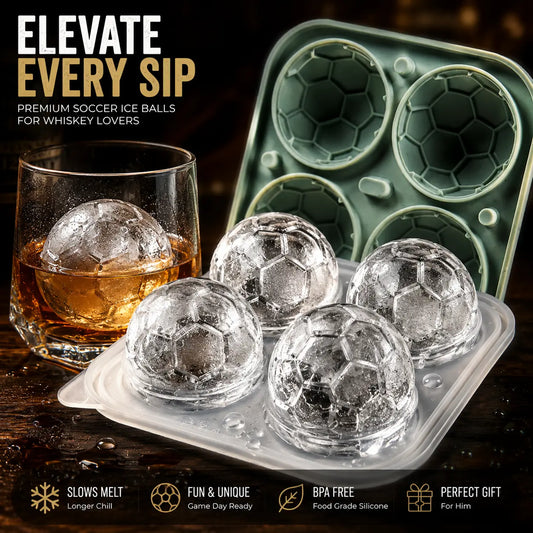 4-Cavity Green Silicone Soccer Ice Ball Mold