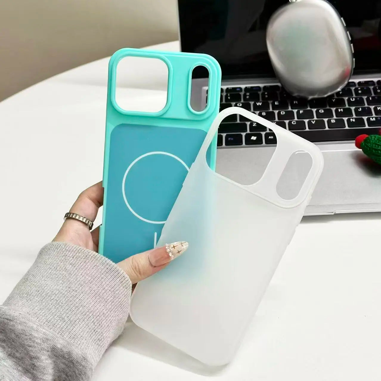 Color-Block Matte Translucent Magnetic Shockproof Case for iPhone 17-11 Series