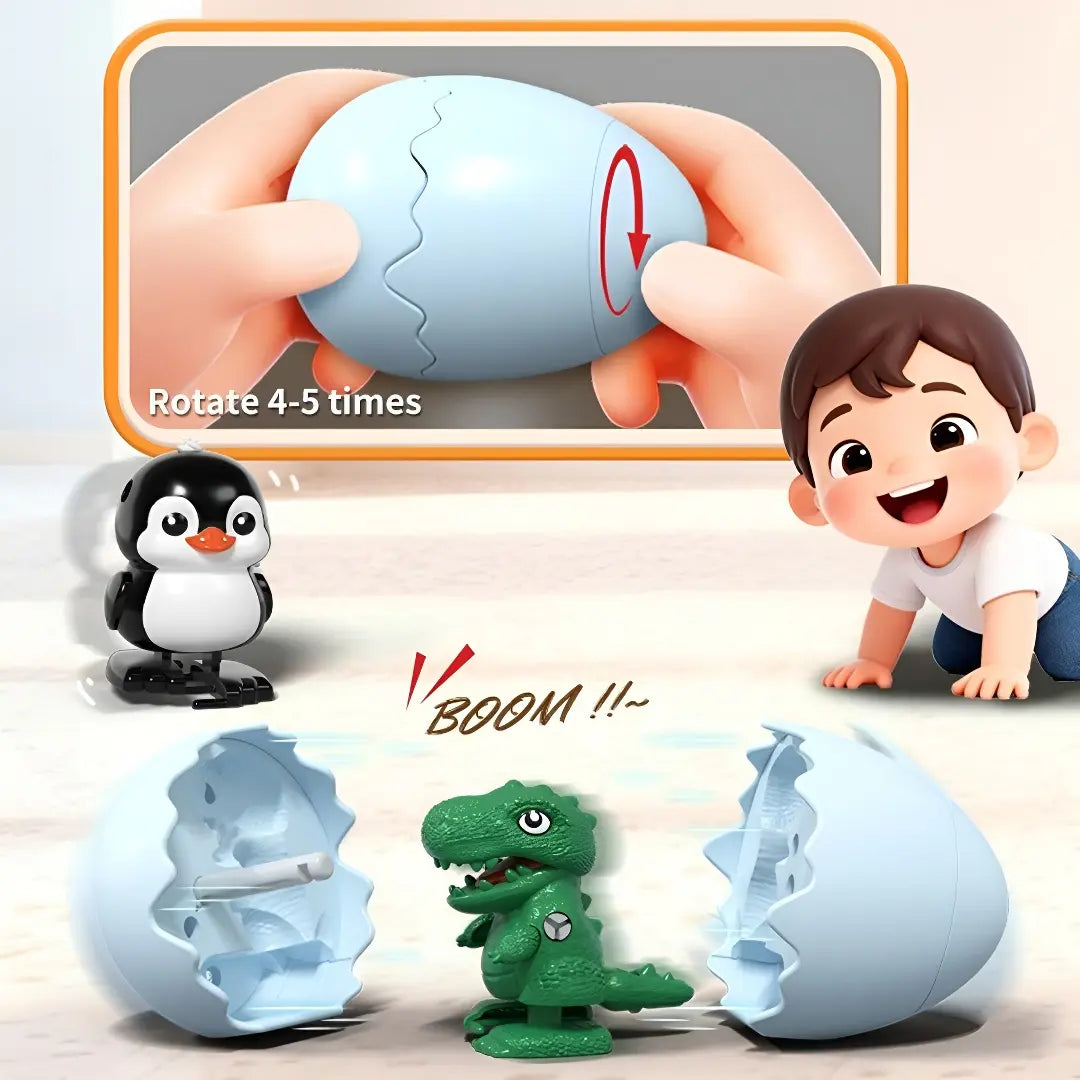 "The Great Hatch" Wind-Up Surprise Easter Eggs - Hilarious Hopping Dinosaur & Animal Party Favors