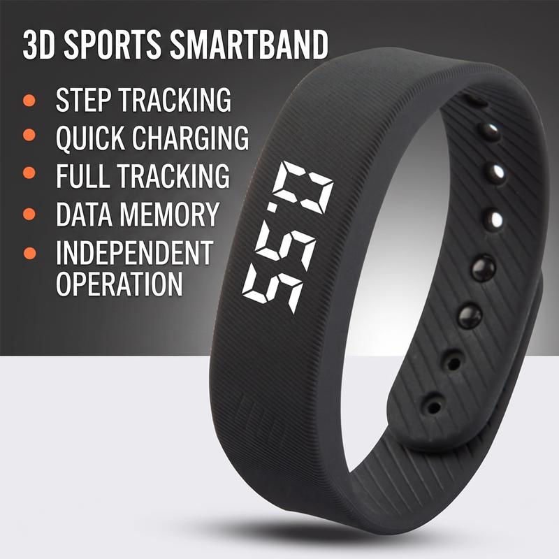 Waterproof Fitness Tracker Band with Step Counter & Silent Alarm – Built-in USB Charging