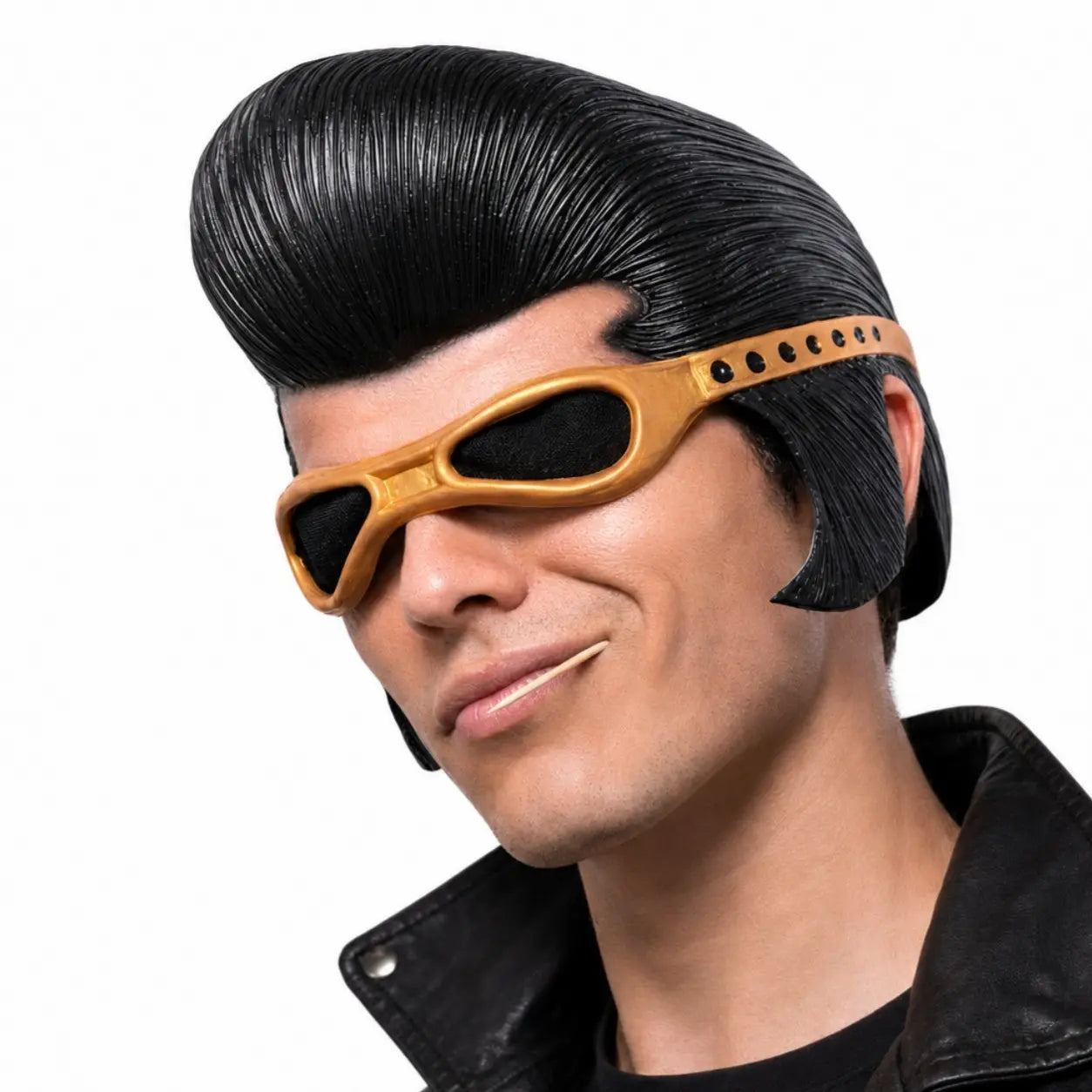 Retro Rockstar Pompadour Mask with Goggles for Halloween and Cosplay
