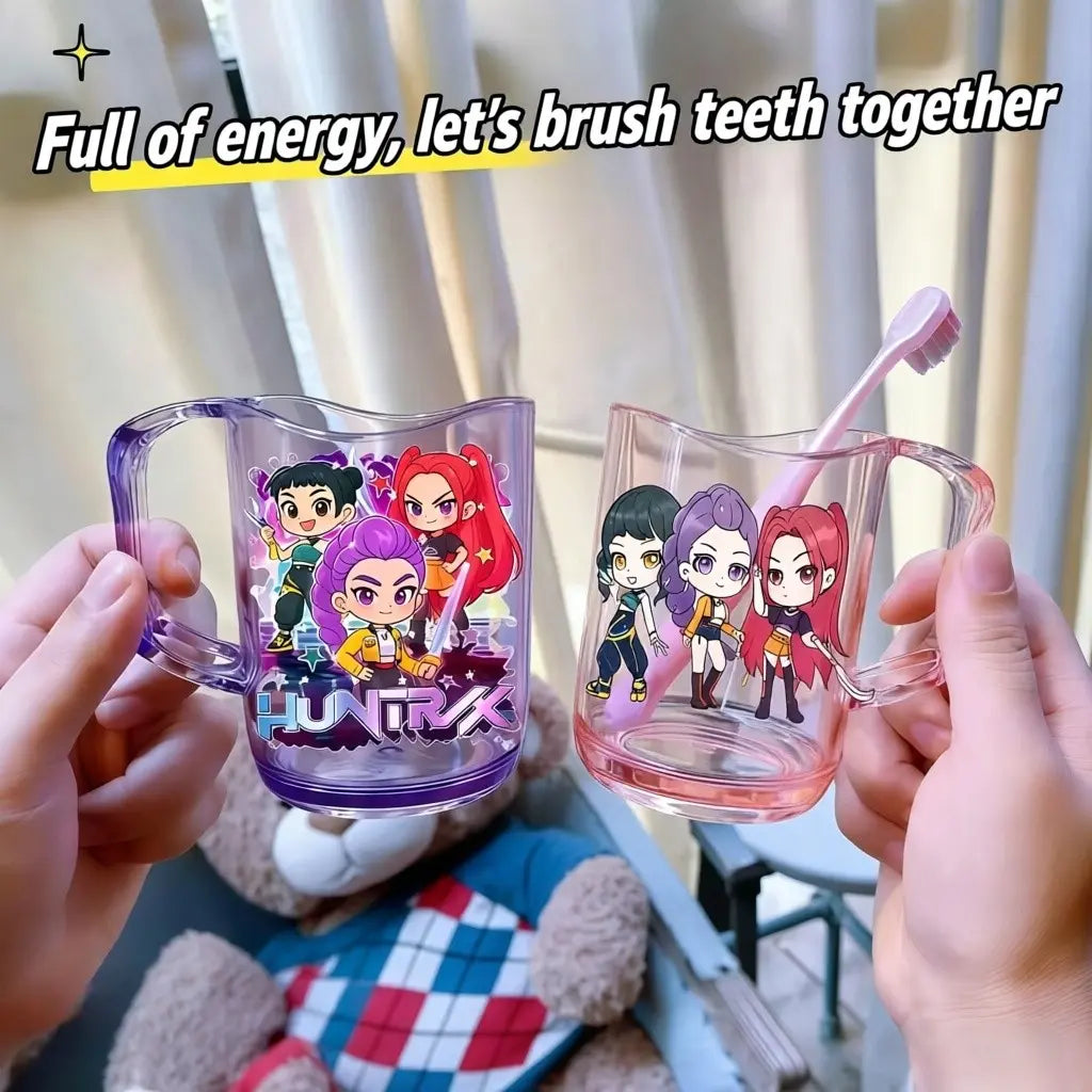 Cute Cartoon Character Acrylic Toothbrush Holder & Cup Set
