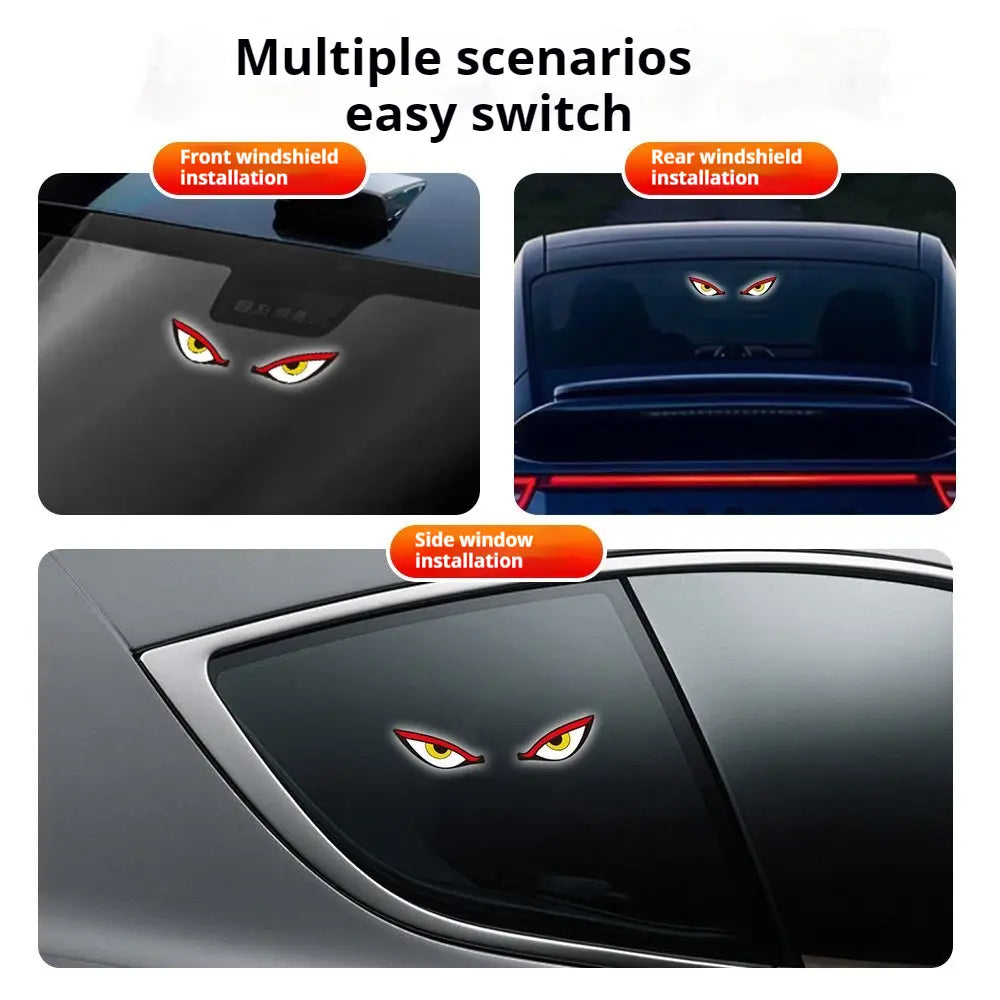 Solar LED Devil Eye Car Warning Light – Universal Rear Window Safety Light