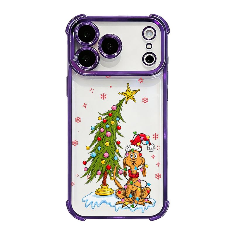 Funny Christmas Puppy Tree Lights Clear TPU Case for iPhone