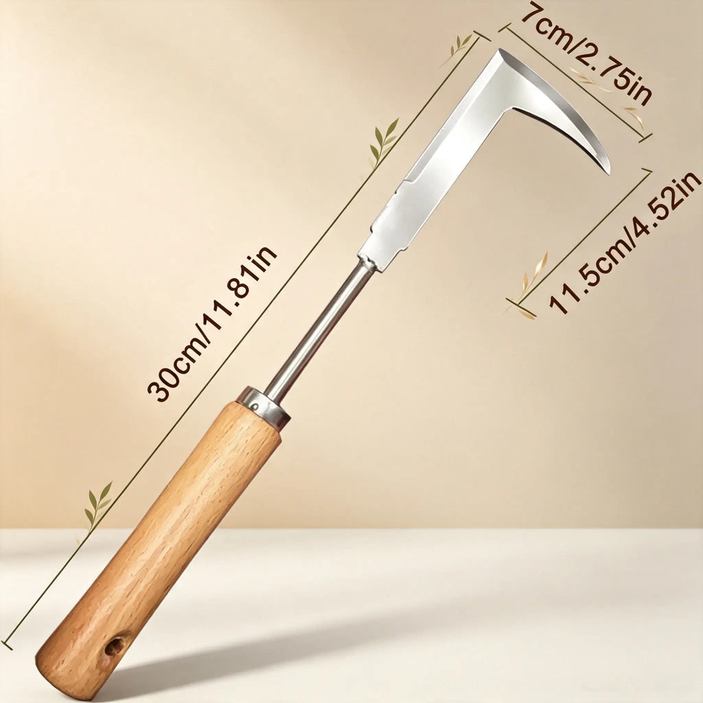 Stainless Steel Crevice Weeder with Ergonomic Wooden Handle – Manual Weed Remover for Patio, Pathways & Yard