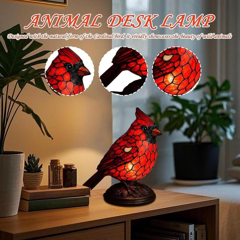 Lampe de statue d'oiseau décorative de Noël, lumière cardinale en résine peinte à la main, décoration de maison pour chevet, salon, chambre à coucher