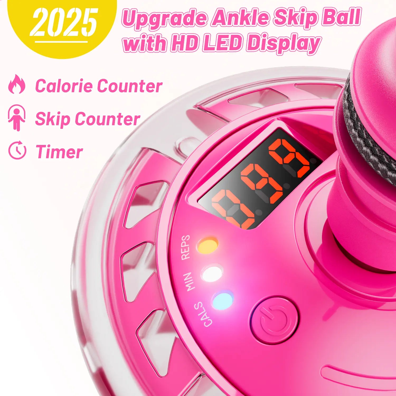 3-in-1 Skip Ball for Kids, Counter Timer Calorie Tracker, Rechargeable Colorful Flash Wheel, Ankle Jump Toy for Boys Age 6 7 8 9 10, Indoor Outdoor Gift
