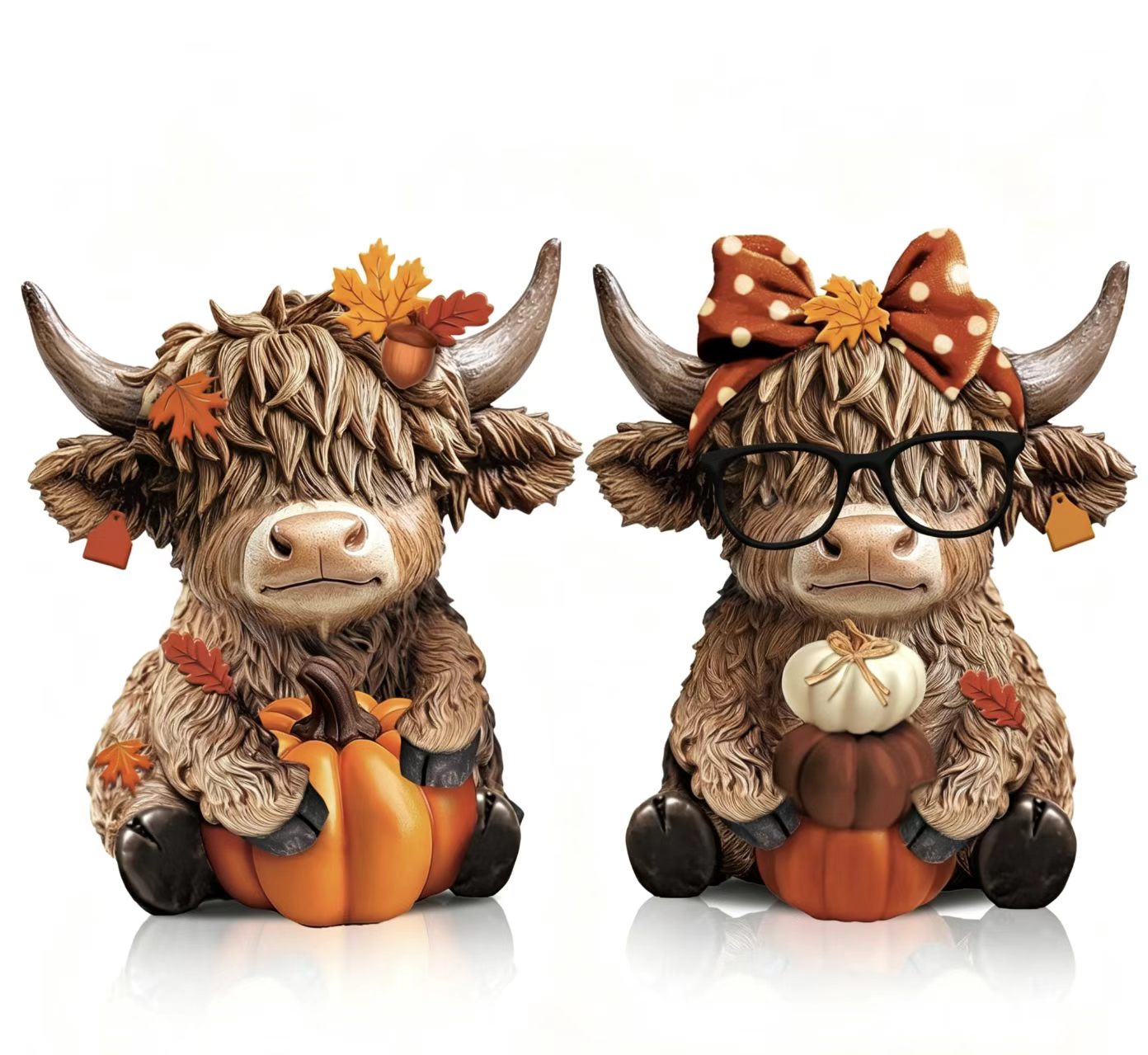 Gejoy Highland Cow Gift Halloween 3D Highland Cow Statue Holiday Seasonal Decoration Scottish Cow Figures Ornaments Gift for Women Men CowBoy Farmer Cattle Lovers, Summer Holiday Party Gift, Bathroom Decor, Housewarming Gift