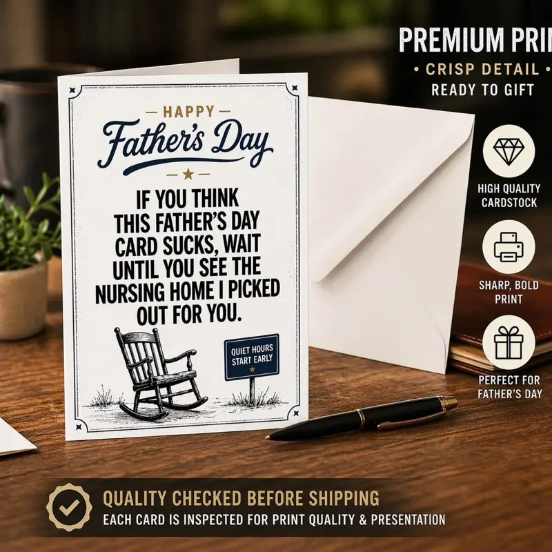 'Funny Dad' Gag Father's Day Greeting Card - Humorous Blank Card with Envelope