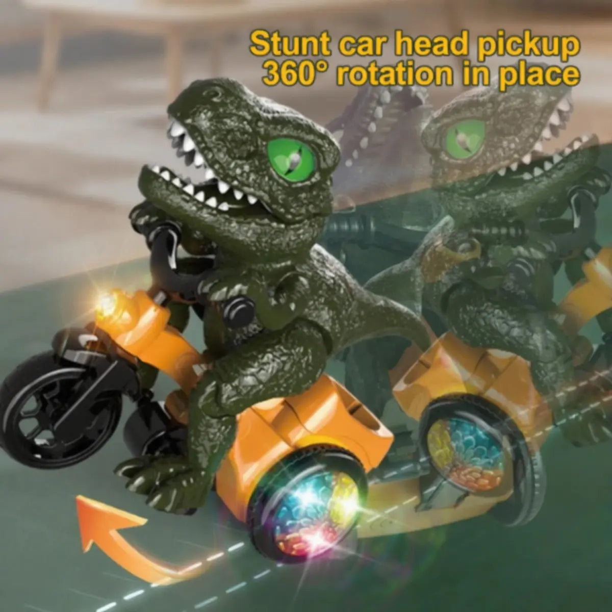 Electric Dino Tricycle Stunt Toy Interactive Musical Toy with Rotating Light Sensor Toy Kids Birthday Gift