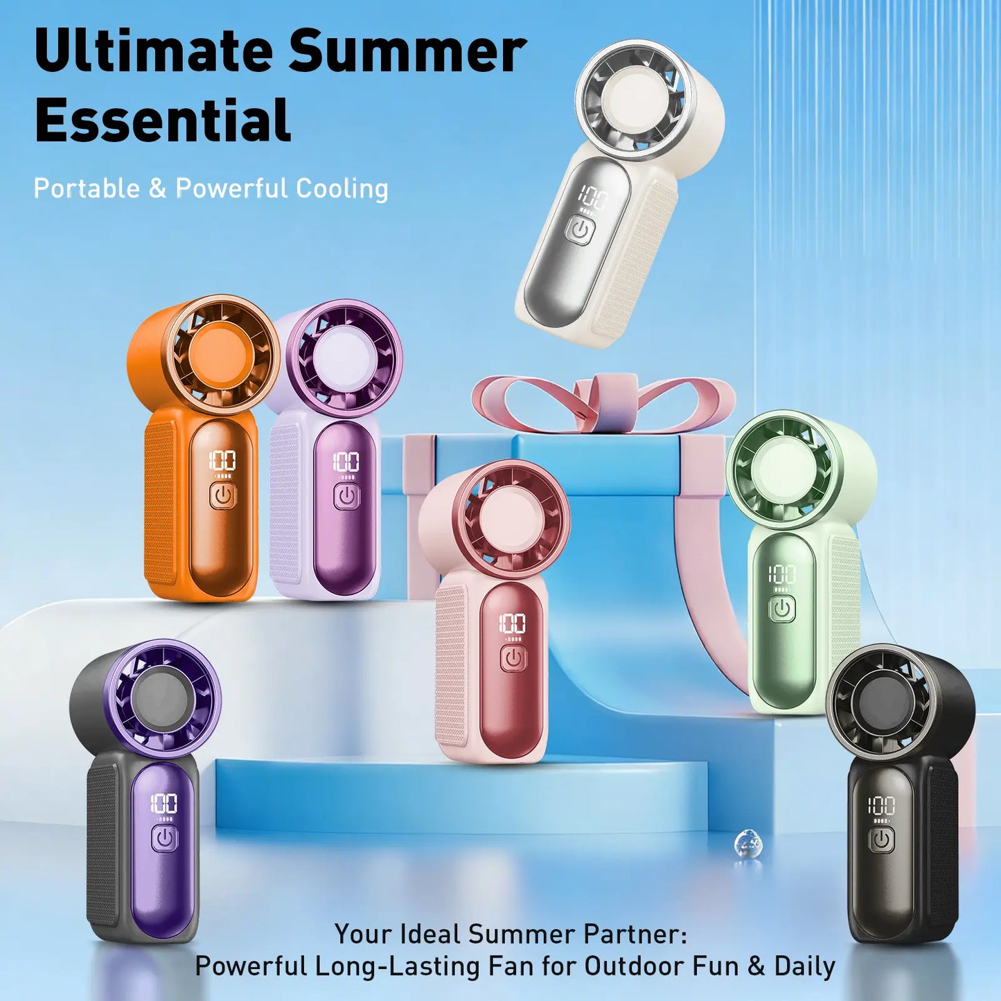 Mini Handheld Fan with LED Display - 6-Speed Turbo Portable Pocket Fan