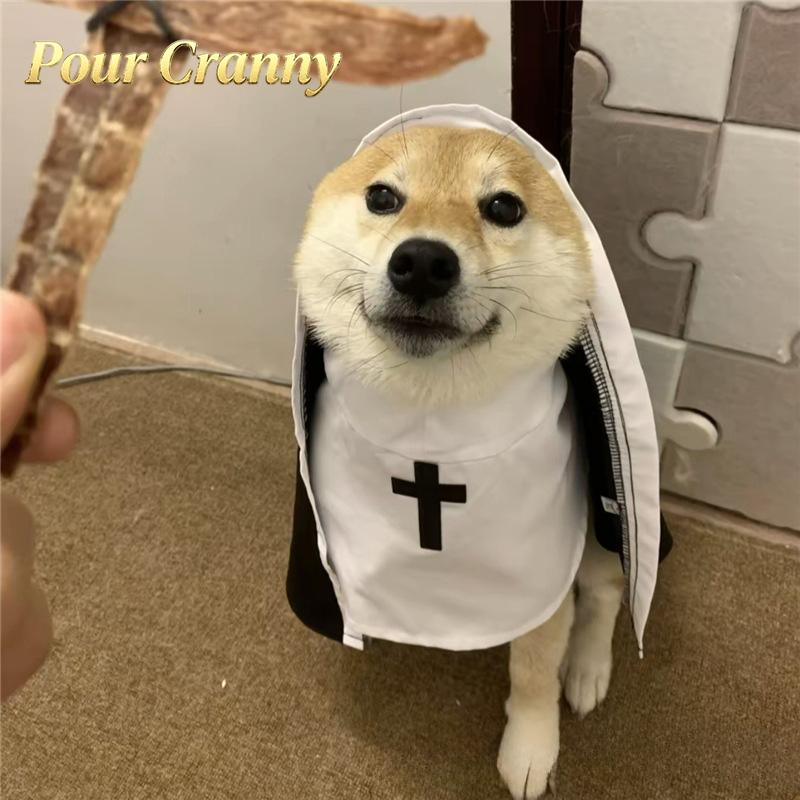 Unisex Upright Nun Costume for Small-Medium Dogs & Cats – Humorous Pet Photo Prop