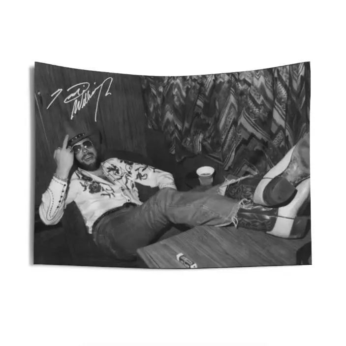 Hank Williams Jr. Signature Print Tapestry - Light Linen-Cotton Home Decor for Living Rooms, Dormitories, Bars,summervibes