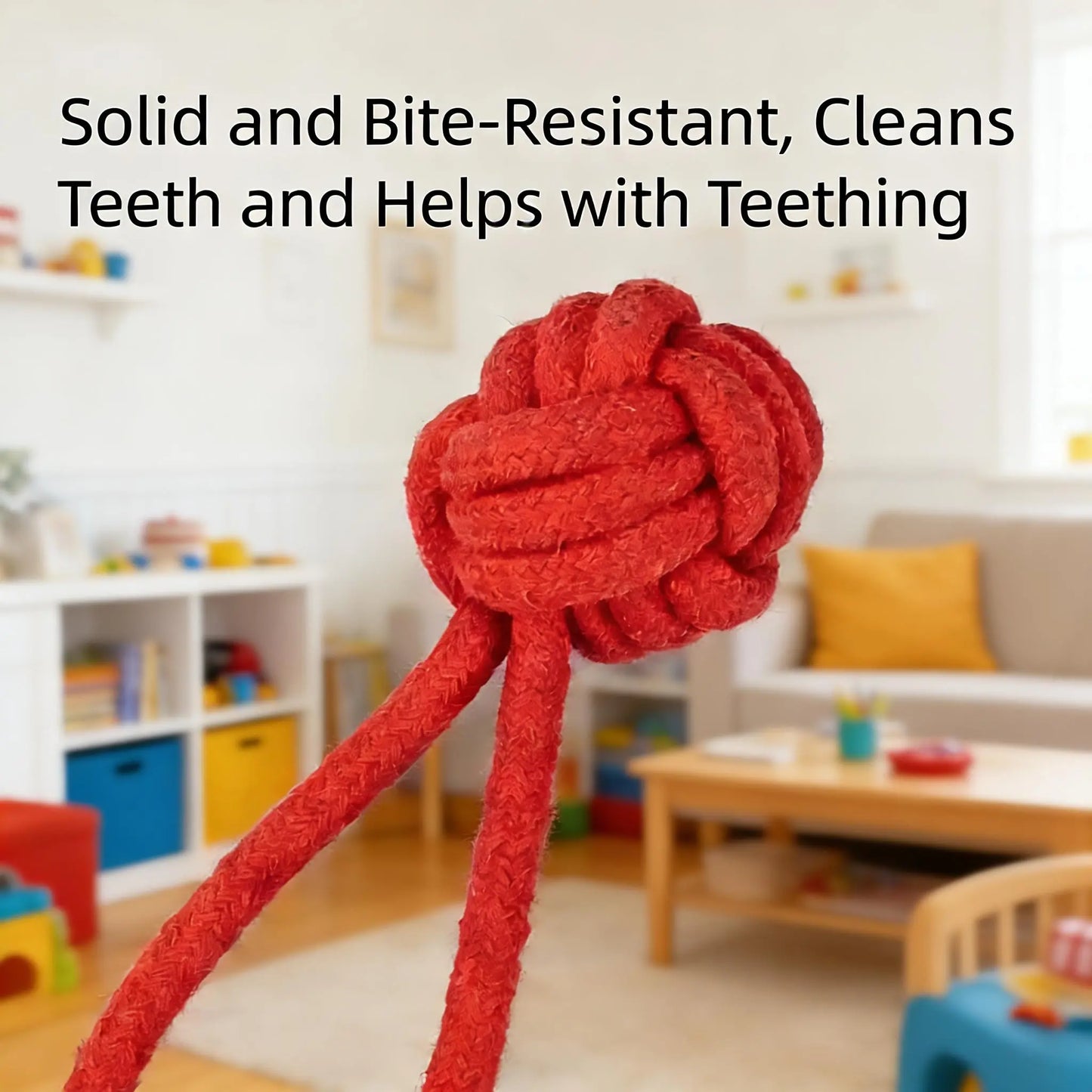 Interactive Squeaky Dog Rope Tug Toy Teeth Cleaning Play Toy for Small Medium Dogs Indoor Outdoor Use