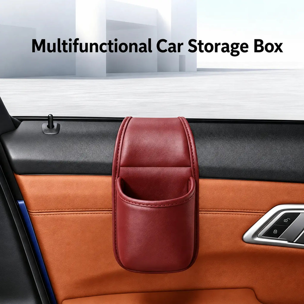 2-Layer Leather Car Door Pocket – Scratch-Proof & Residue-Free Storage Organizer