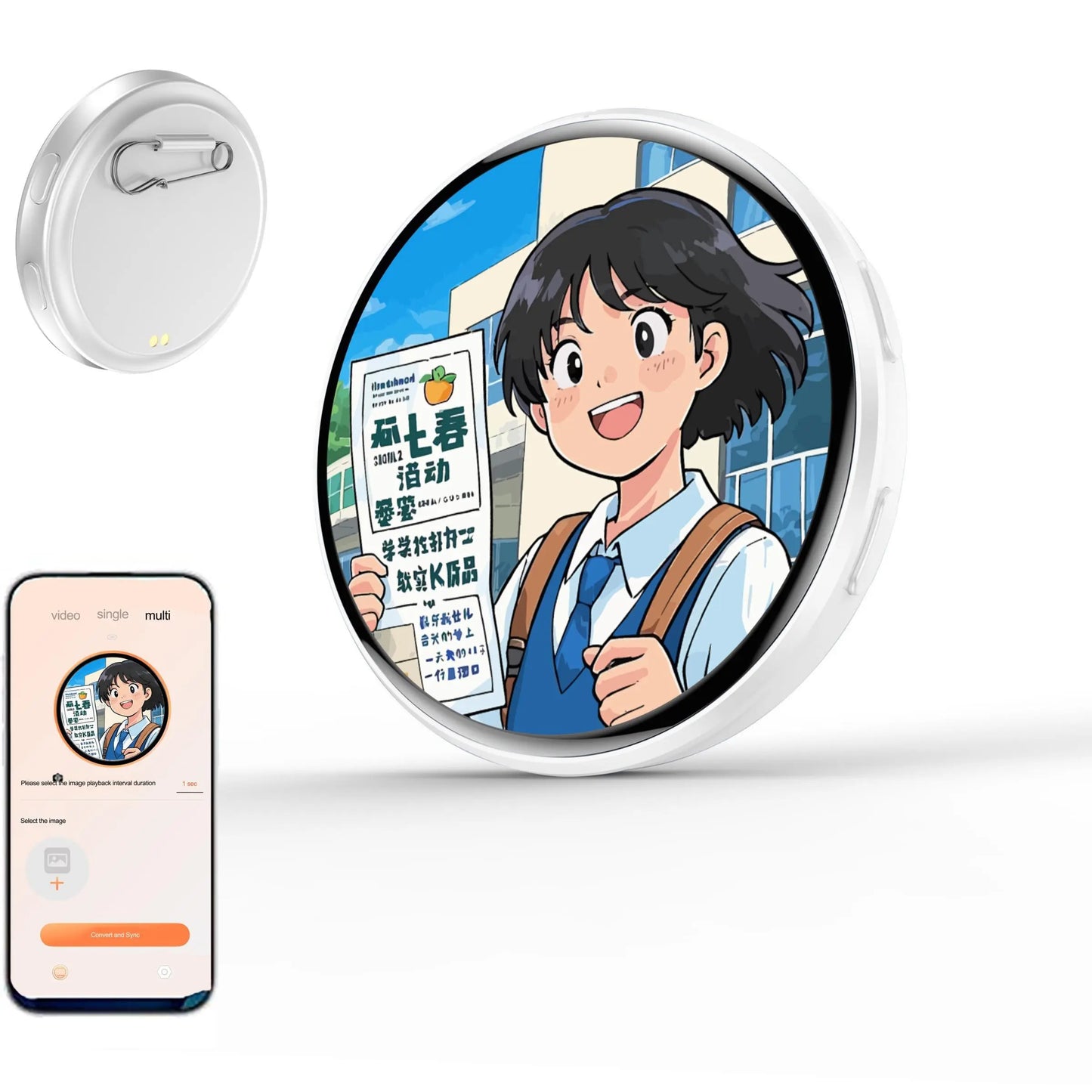 PixelPaw™ Smart Digital Display Badge With Custom GIF & Photos