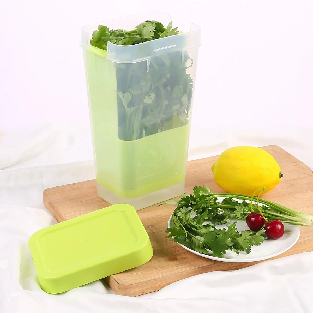 Fresh Produce Storage Containers with Drain Tray – Refrigerator Vegetable & Fruit Keeper Set with Lids