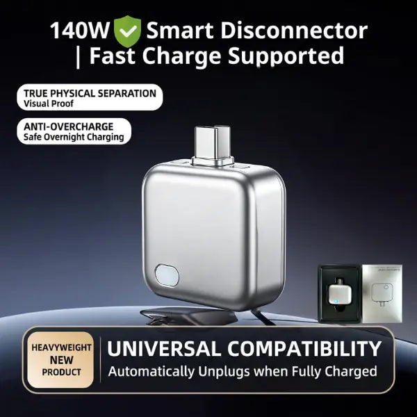 140W Smart Battery Guard: Physical Disconnect & Auto-Eject Anti-Overcharge Charger
