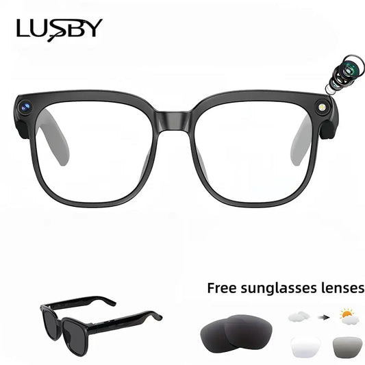 Smart AI Camera Glasses with 8MP Photochromic Lenses ,Button Touch Adjustment for Travel Outdoor Adventures Hands-Free Photography 160+Languages Real-Time Translation Bluetooth Wireless Wearable Video Recording UV Protection ,Valentine's Day gifts