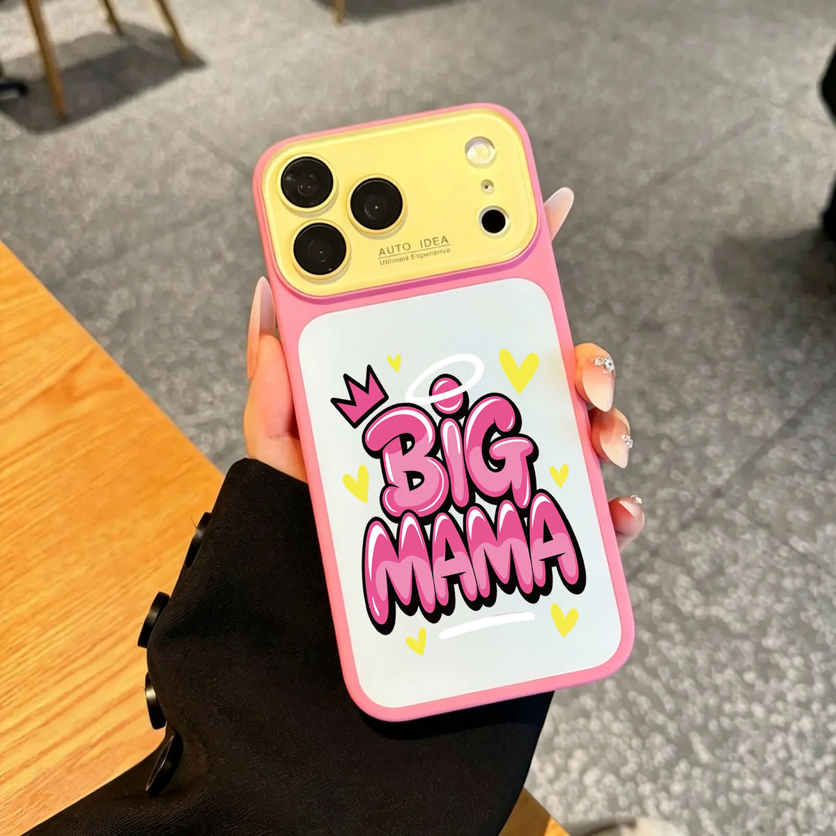 Big Mama Crown Halo Heart Phone Case for iPhone 17 Pro Max – Dopamine Color Block Shockproof Cover