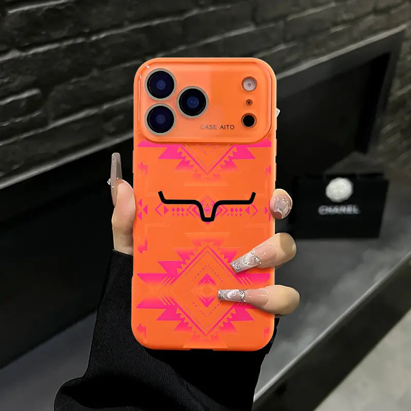 Western Bull Horn Aztec Geometric MagSafe Case – Gradient Ethnic Tribal Shockproof Cover for iPhone 17 Pro Max