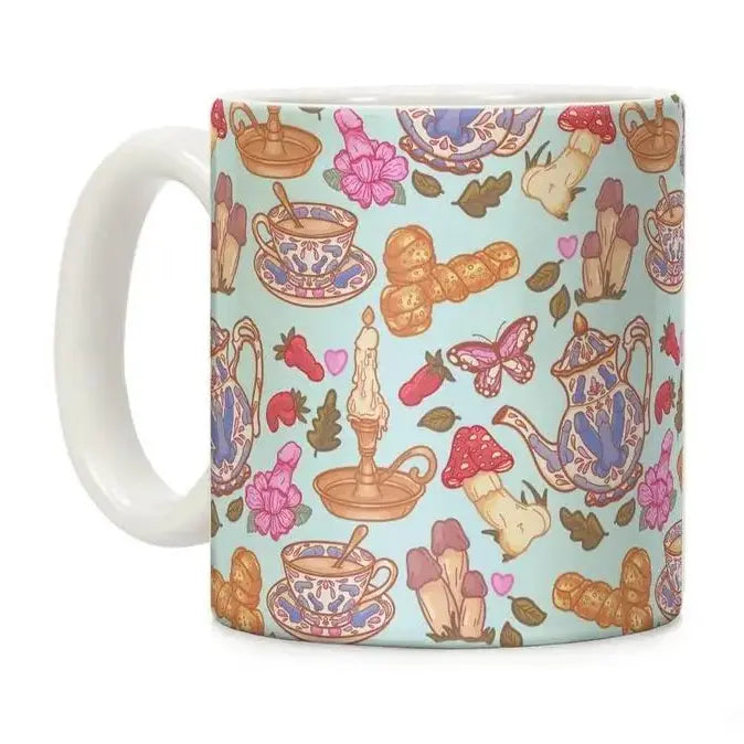 11oz Cottagecore Peony Floral Ceramic Coffee Mug – Dishwasher-Safe Aesthetic Gift