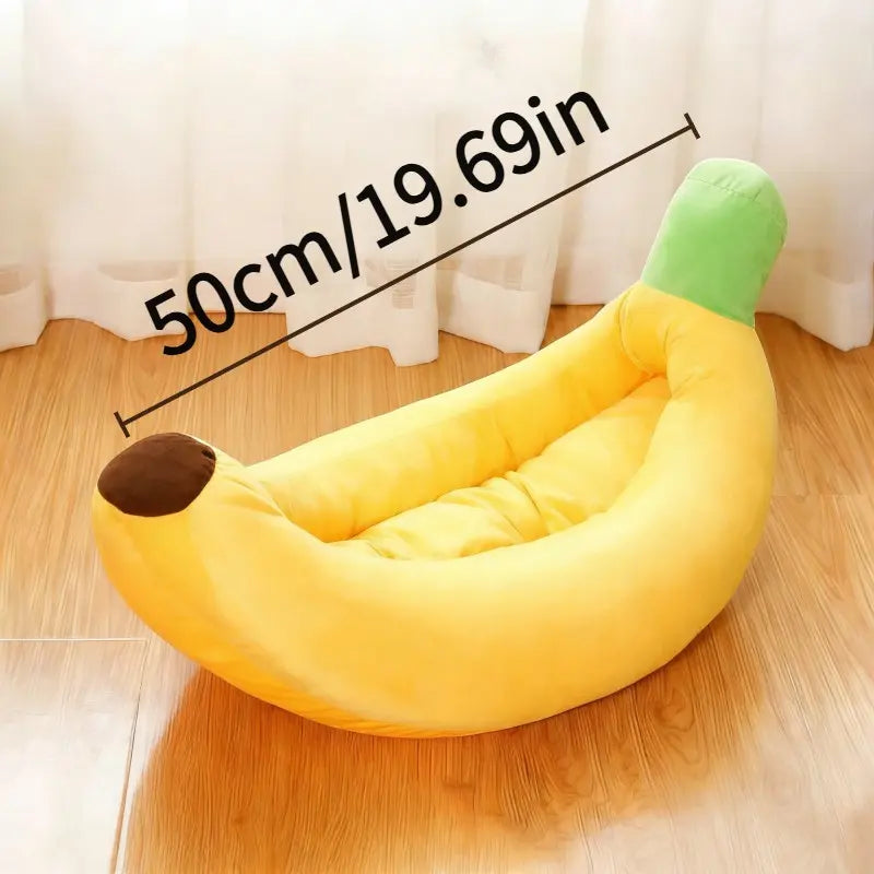 Banana Plush Pet Bed for Cats & Small Dogs – Soft Washable Cozy Banana Shape Pet Sofa