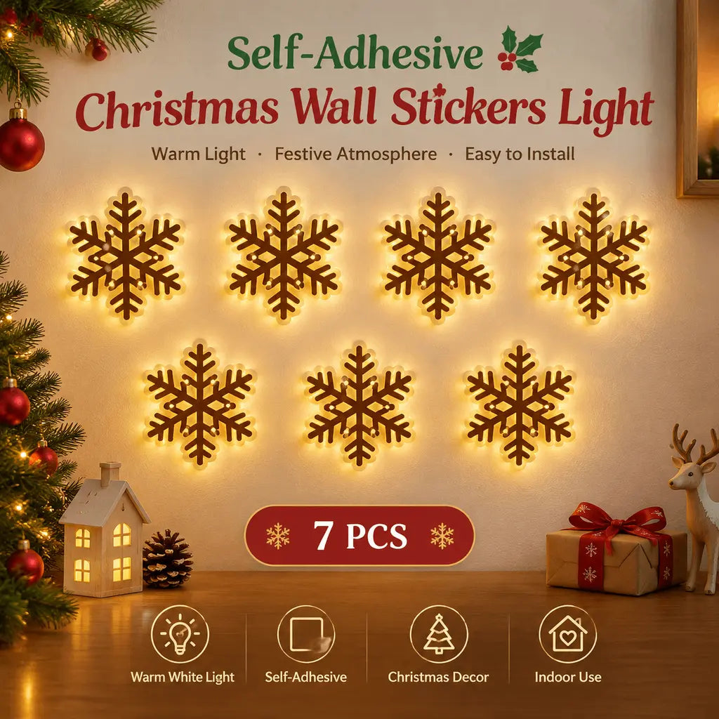 Christmas Reindeer & Santa’s Sleigh Wall Decal Light – Multicolor LED Holiday Decor