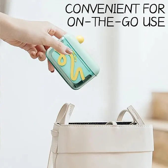 Travel-sized storage case - features an automatic pop-up dispenser, portable and refillable, perfect for oral care at home, in restaurants, and while traveling.