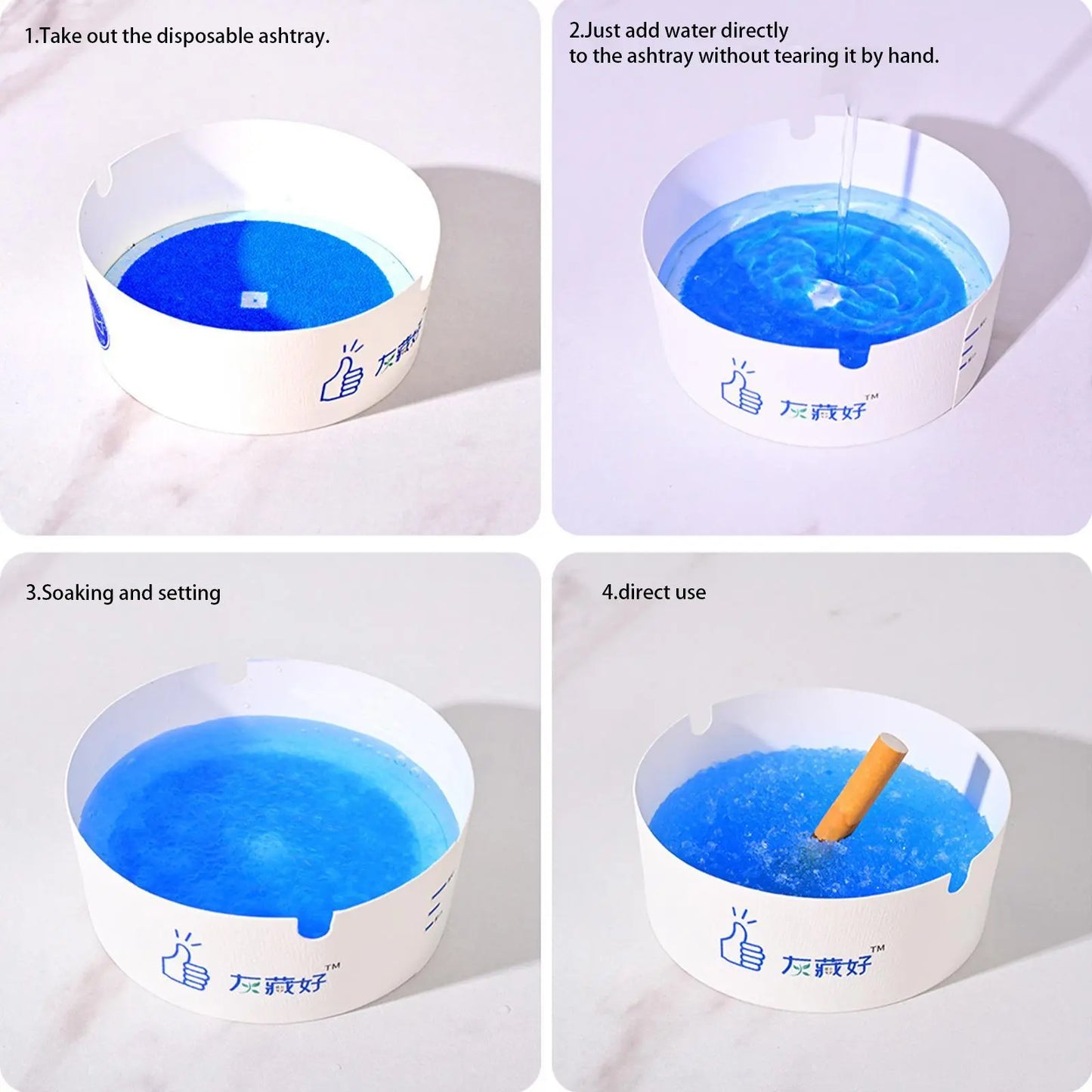 Disposable Paper Ashtrays 25-Pack – Portable Eco-Friendly with Deodorizing Smokeless Gel for Indoor & Outdoor Use