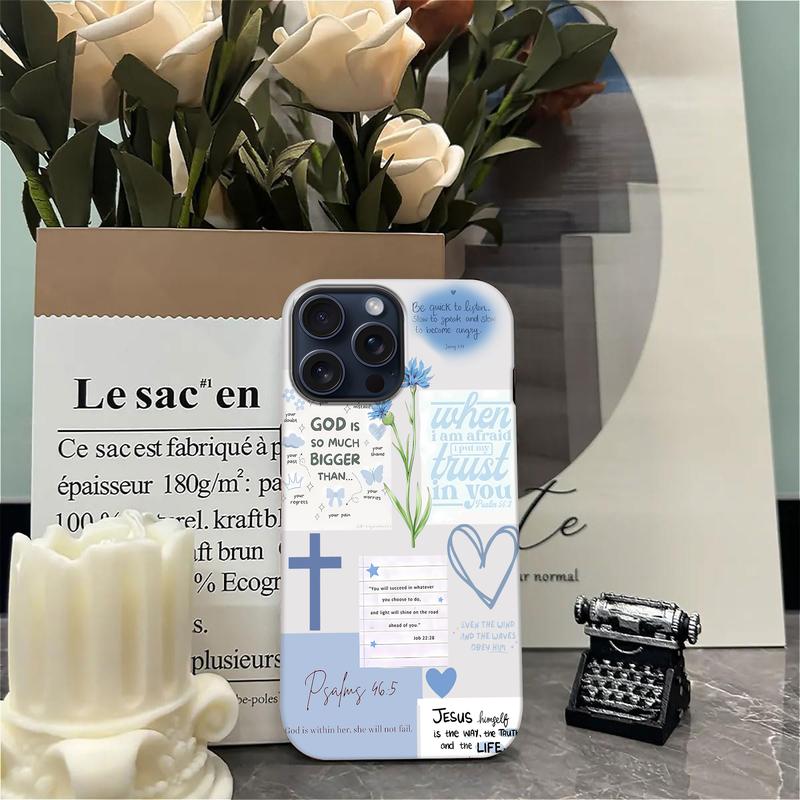 Bible Quotes Cute Flower Shockproof Drop-Proof Case for iPhone 18 Pro Max & Samsung Galaxy S26 Ultra