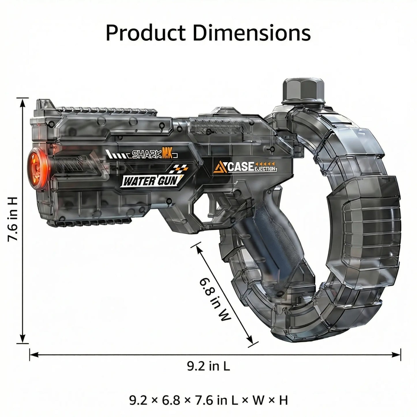 LED Electric Water Blaster Gun – Automatic Continuous Fire Water Gun with Transparent Tech Design & Rechargeable Battery