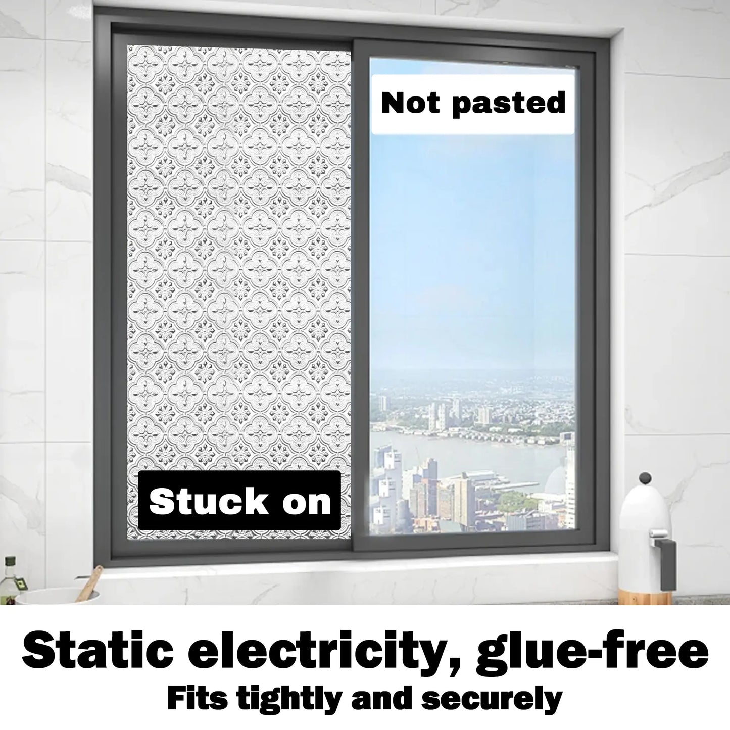 Static Cling Window Privacy Film – Removable UV Blocker & Reflective Mirror Tint for Glass Doors