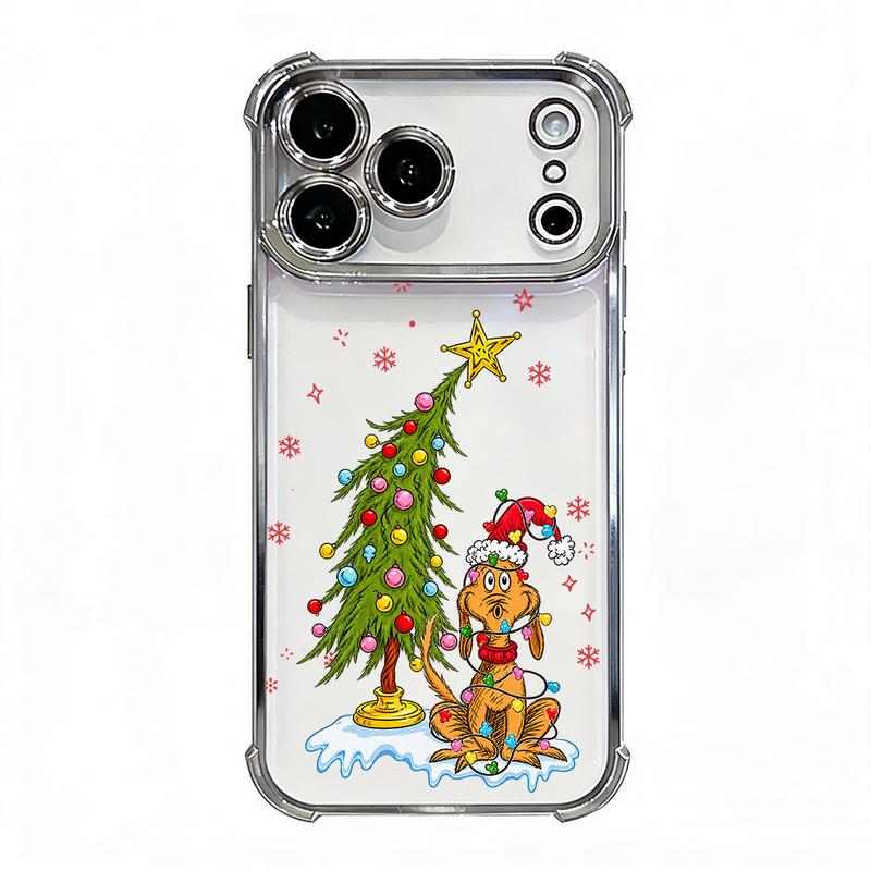 Funny Christmas Puppy Tree Lights Clear TPU Case for iPhone