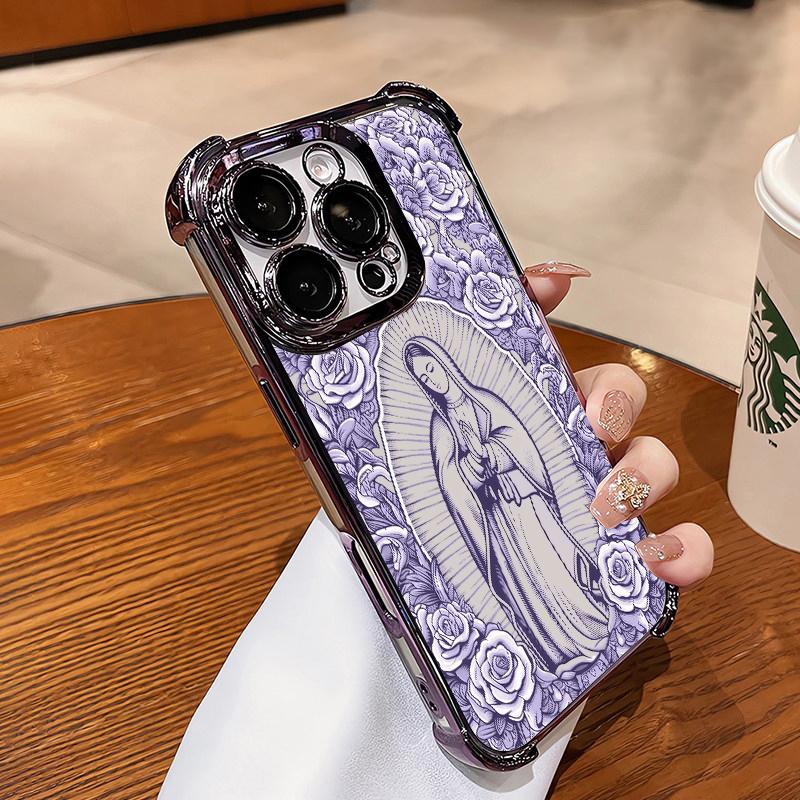 Rose & Guadalupe Catholic Coquette Case with Clover Strap for iPhone & Samsung Galaxy