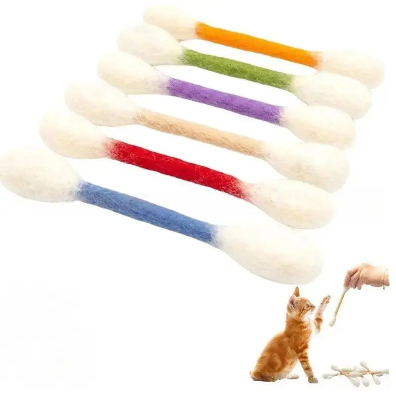 Giant Cotton Swab Cat Chew Toys for Teething and Interactive Play