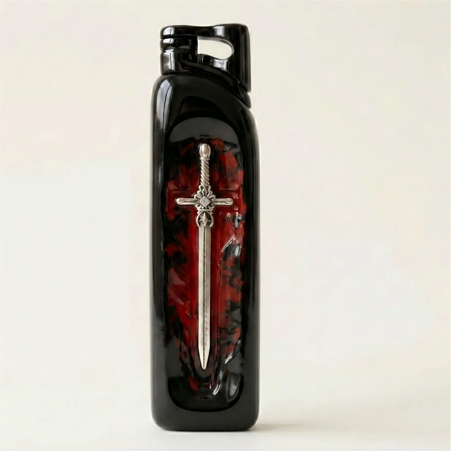 Refillable Butane Lighter with Vintage Sword Embossed Design