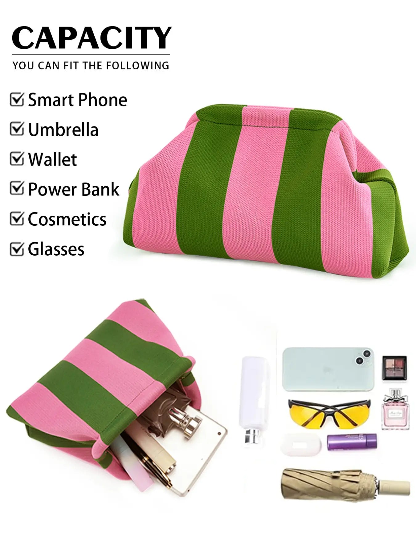 Women's Striped/rhombus/leaf/dot Cloud Handbag, Clip Closure Crossbody Bag, Lightweight Foldable for Daily Use, Gifts for Friends and Valentine's Day