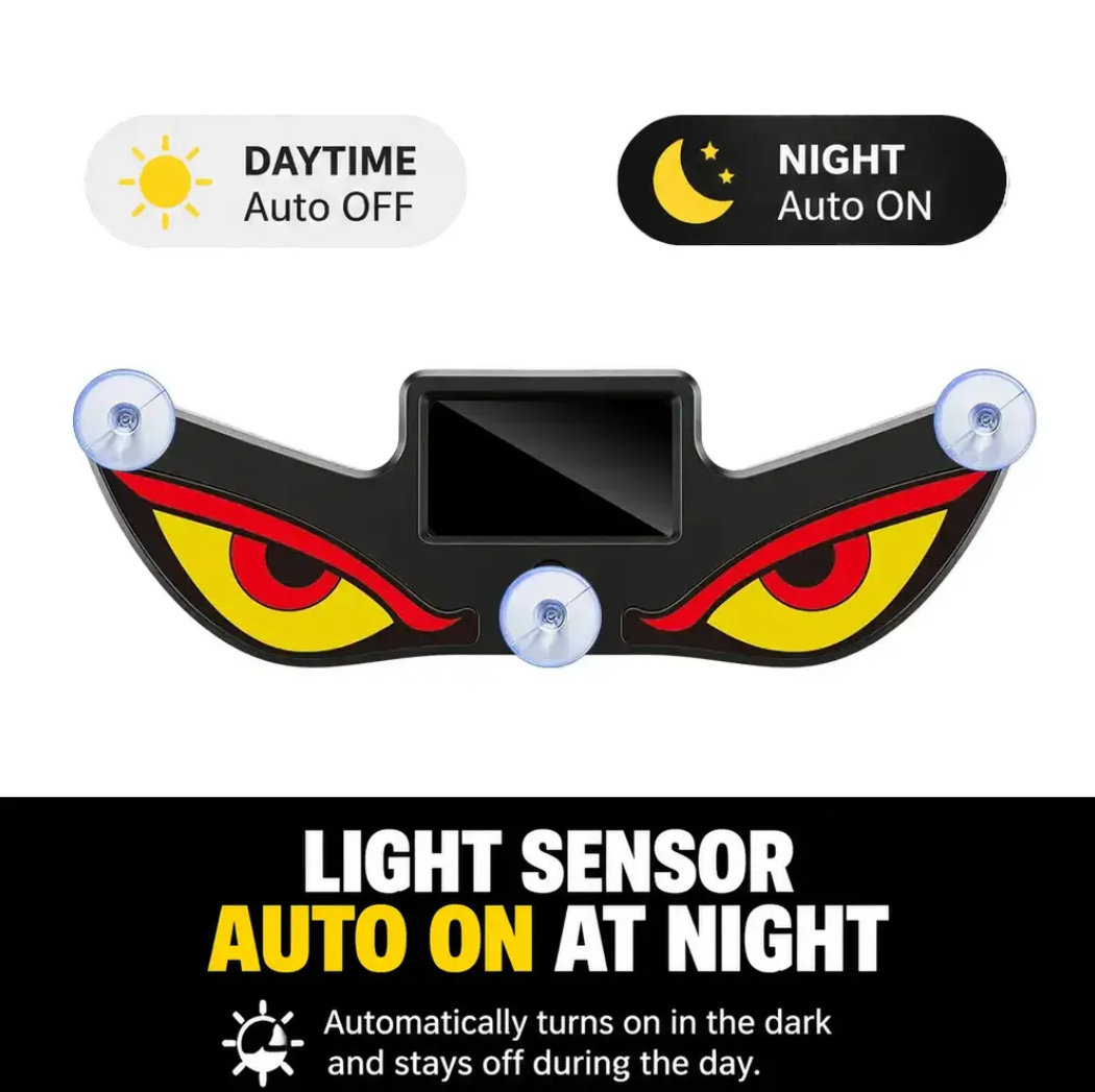 Solar LED Devil Eye Car Warning Light – Universal Rear Window Safety Light