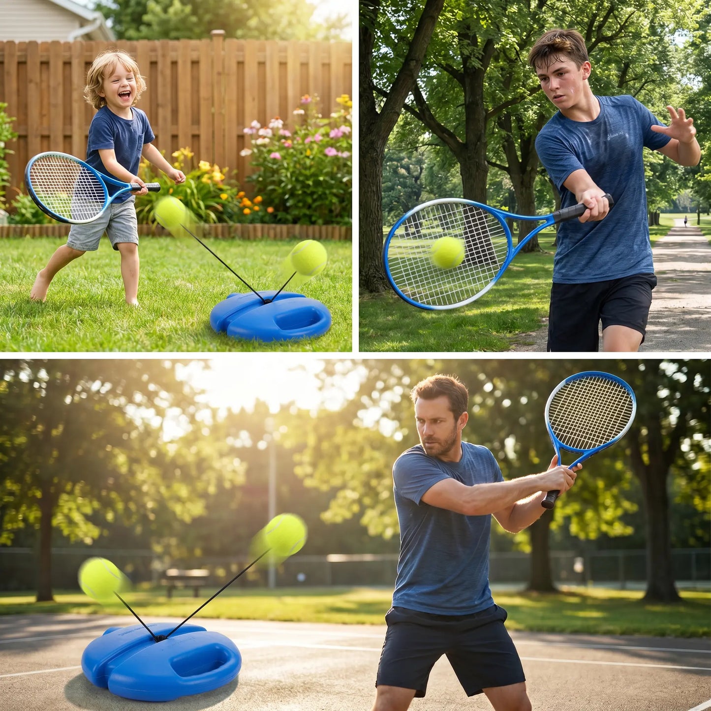 Solo Tennis Trainer Rebound Set – Portable Self-Practice Racket & Balls Equipment