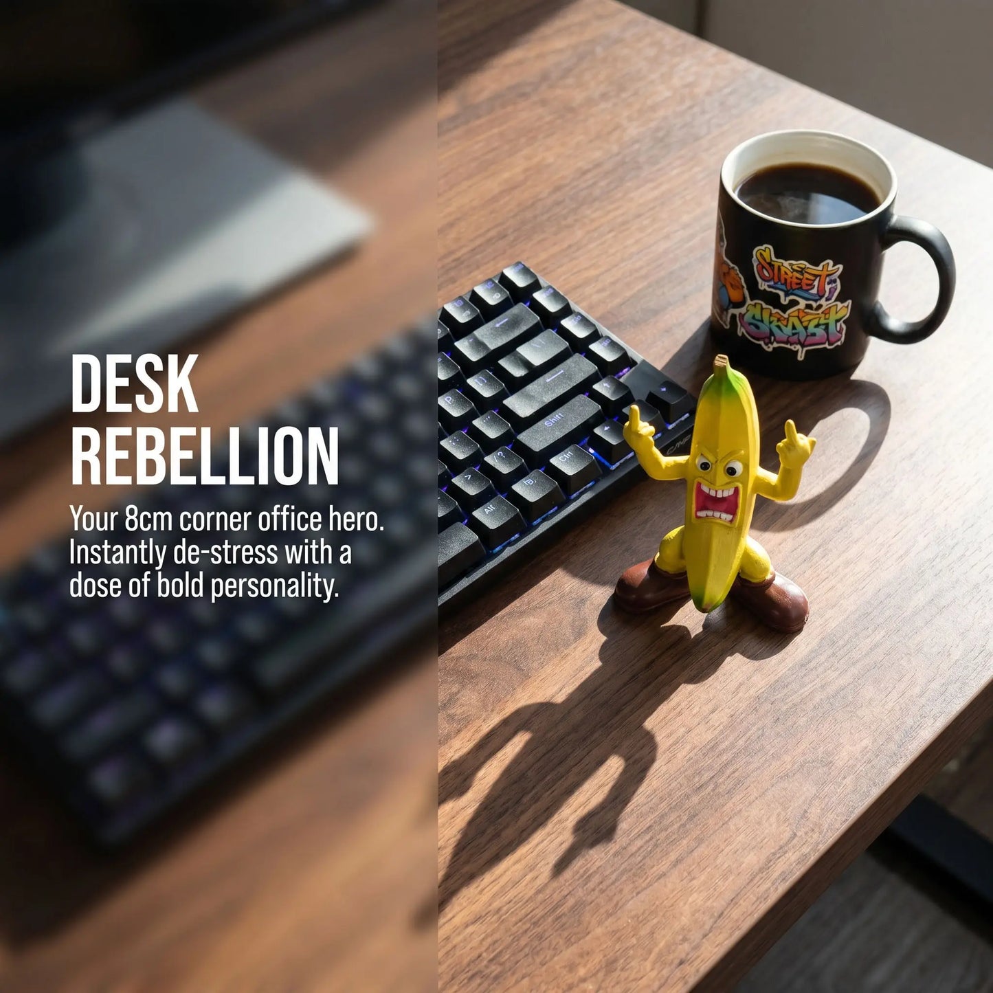 Funny Middle Finger Banana Figurine – Angry Banana Desk Decor for Office & Home