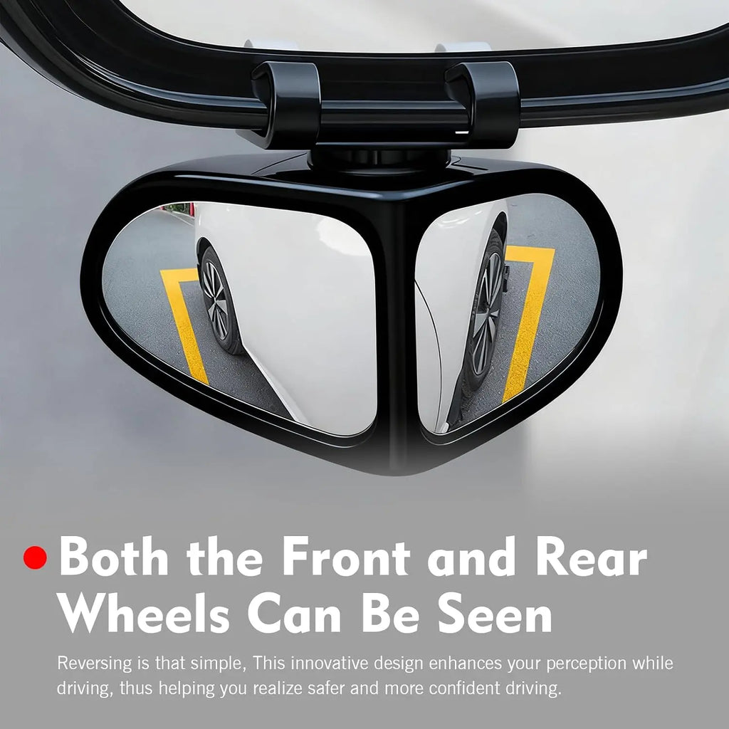 360° Rotatable Dual-Lens Blind Spot Mirror – Real Glass Rearview Auxiliary Mirror for Safe Reversing