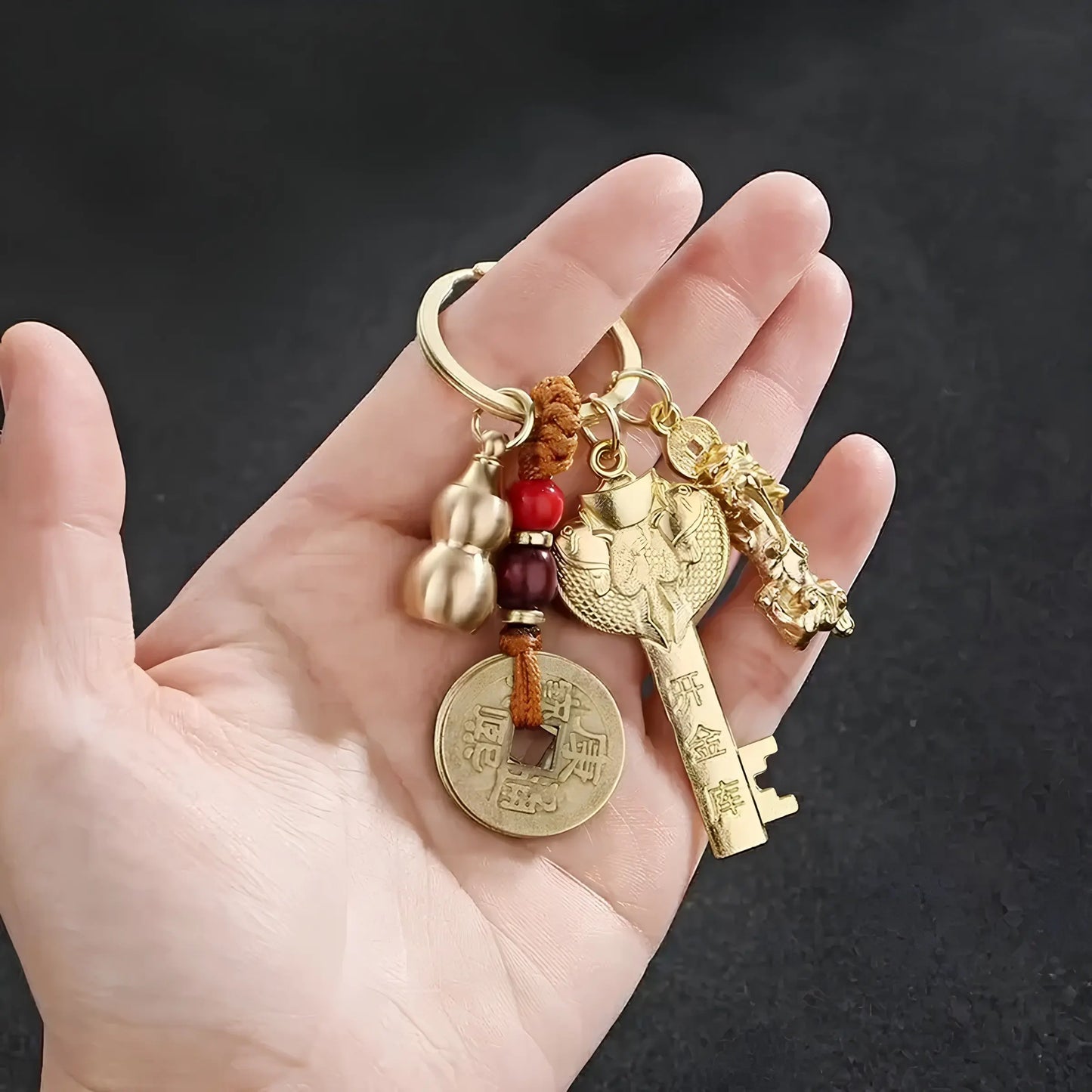 Feng Shui Five Blessings Set for Good Luck, Wealth, Health and Success, Charming Chinese Amulet Gift Bag, Feng Shui Ornament for Various Occasions, Decor, Decoration Items