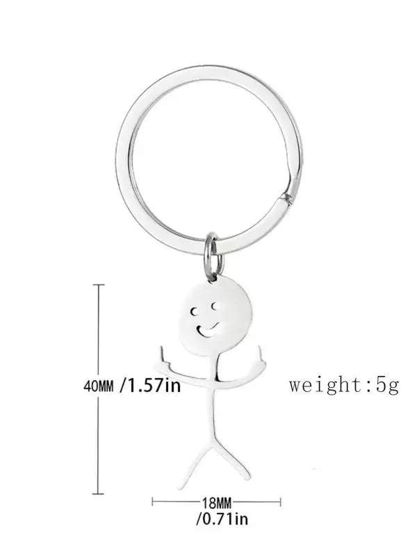 Cartoon Figure Shaped Keychain for Men & Women, Stainless Steel Keychain, Metal Key Chain, Cute Key Ring