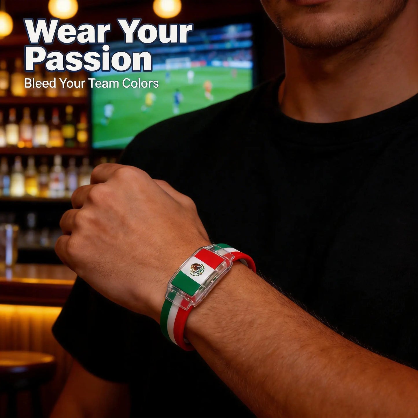 2026 Mexico Soccer Fan LED Wristband – Glow Flag Bracelet