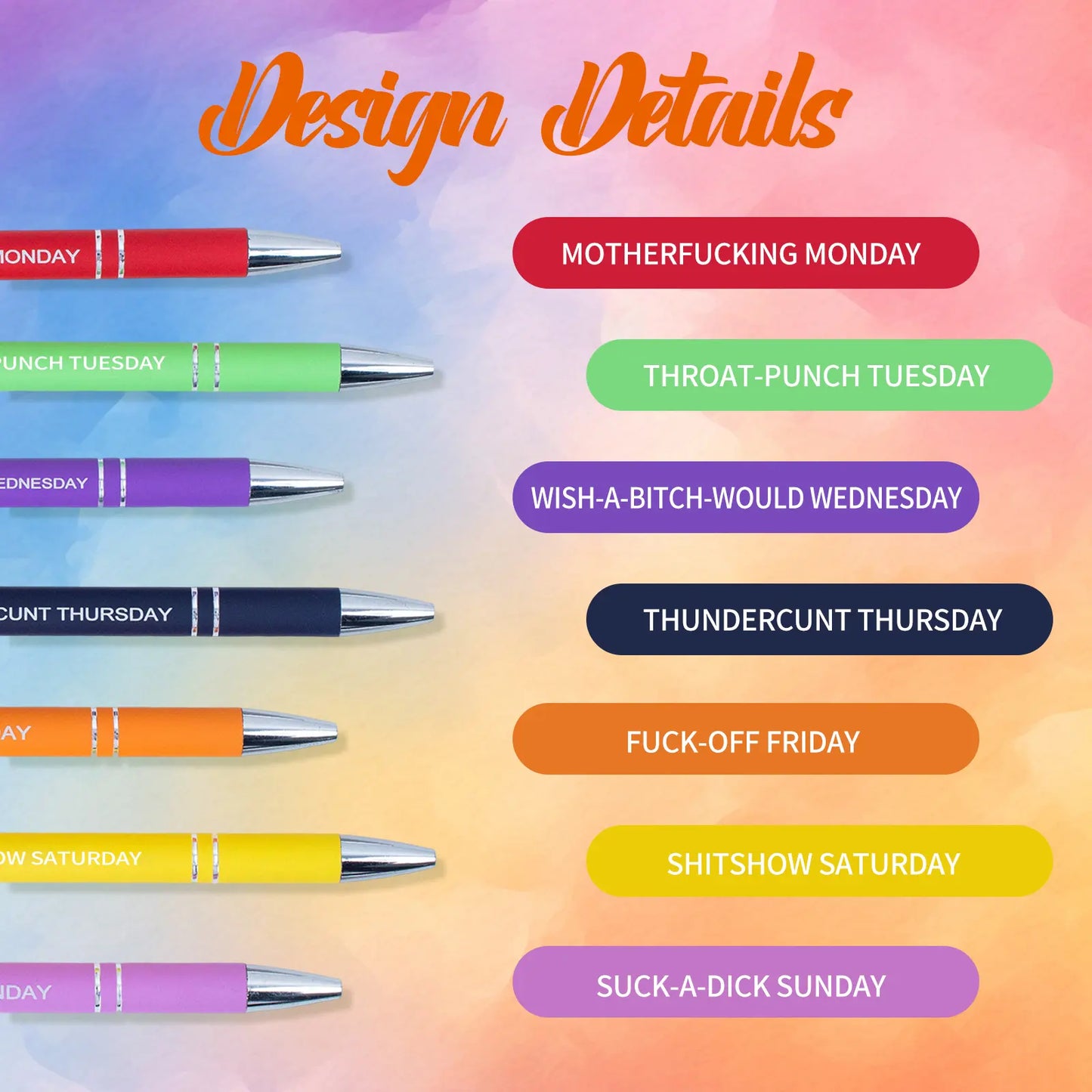 7PCS Funny Sarcastic Quote Ballpoint Pen Set – Relatable Office Humor Pens, Smooth Writing Black Ink, Cute Desk Accessories, Funny Coworker Gifts, Office Supplies for Work, School & Home